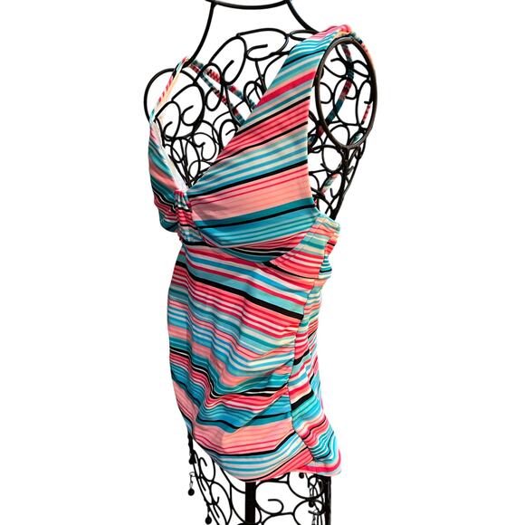 Catalina Multicolored Underwire Tankini Top Sz Sm 4-6 Swimwear adjustable Straps - Picture 3 of 9